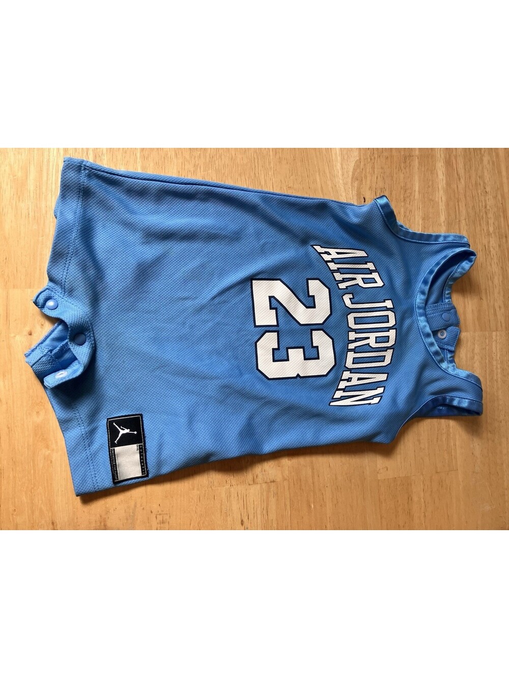 Air Jordan #23 Jersey Romper Baby Boys Sz 6-9 Months Carolina Blue With Shimmer